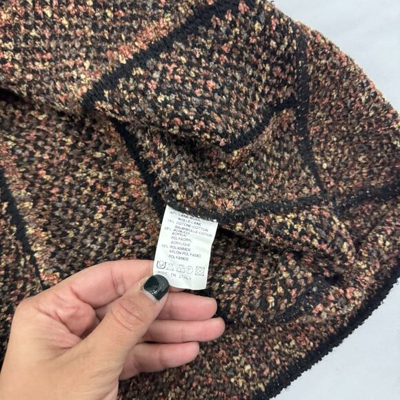 Vintage Wool Blend Grandpa Fisherman Sweater Made in Italy Brown Orange Large/XL - Picture 5 of 9